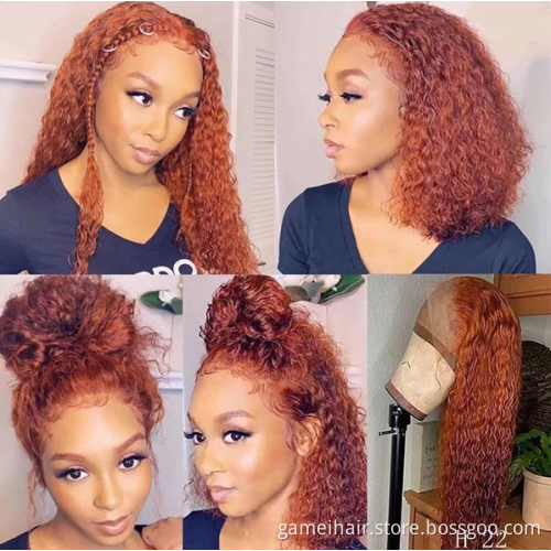 150 180 density  Human Hair Ginger Wig  100%  brazilian virgin transparent Deep wave human hair wig 13x4 lace human hair wigs